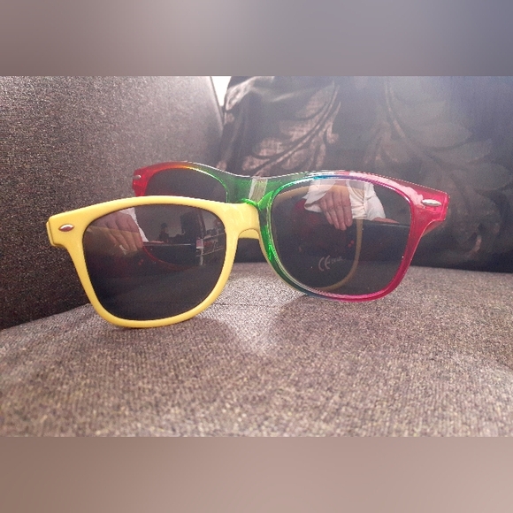 2 for 1 boozy swag rainbow and lime green sunglasses. Happy Pride! - Picture 10 of 13